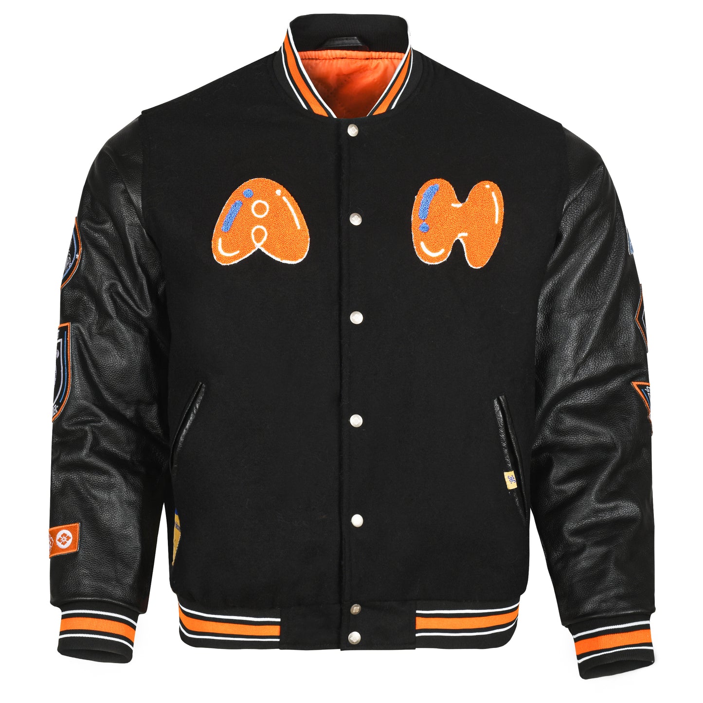 SPACE LEATHER AND WOOL VARSITY JACKET