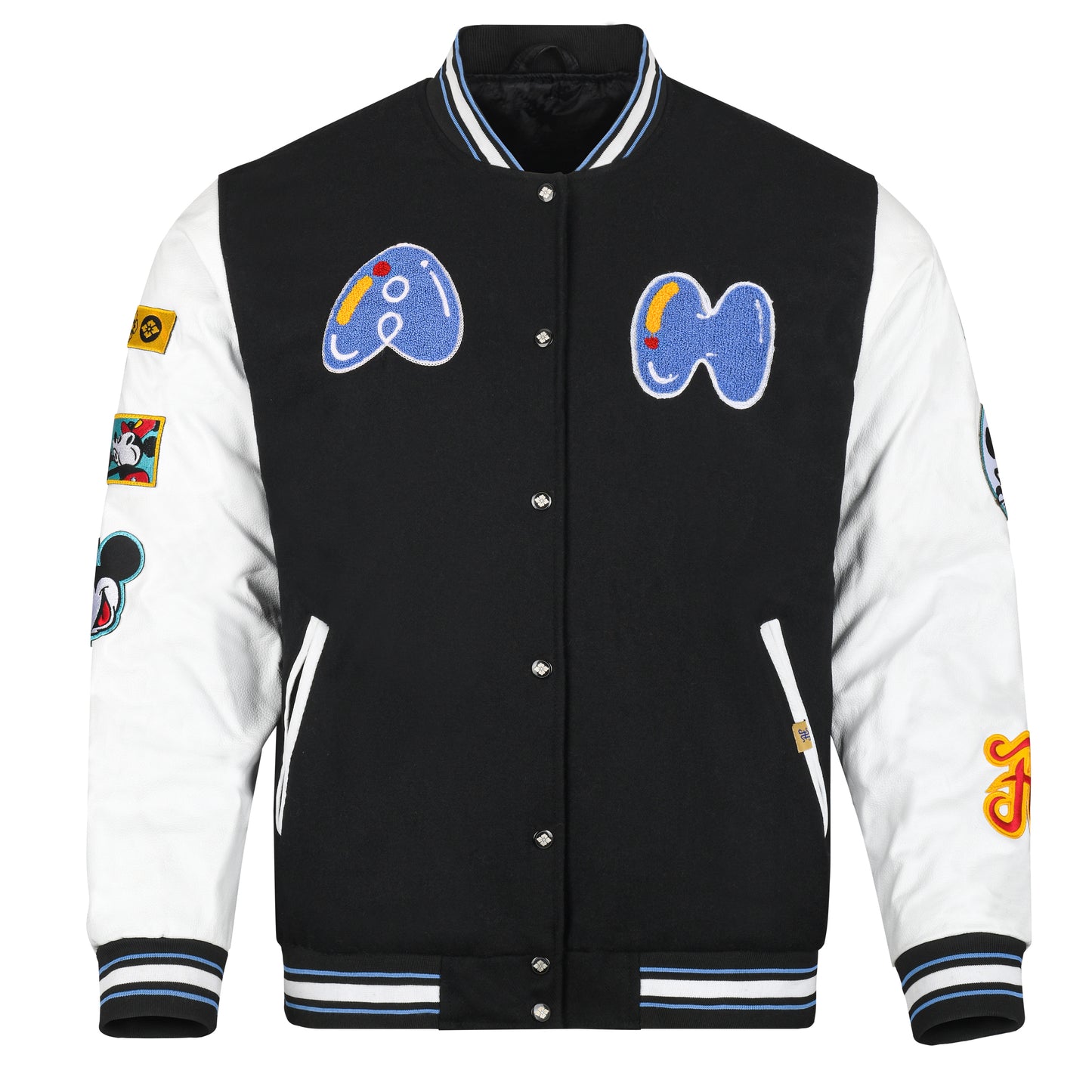MOUSE LEATHER AND WOOL VARSITY JACKET