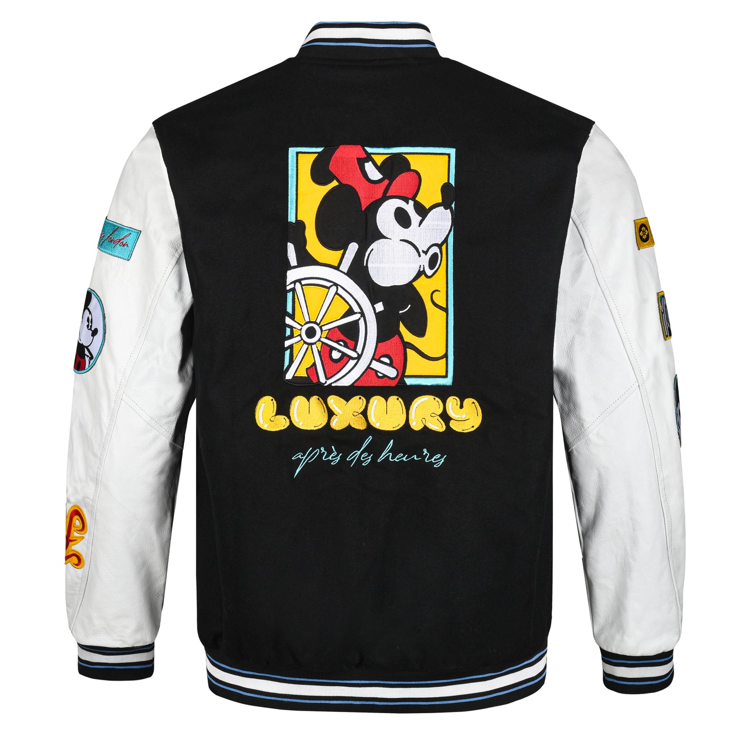 MOUSE LEATHER AND WOOL VARSITY JACKET
