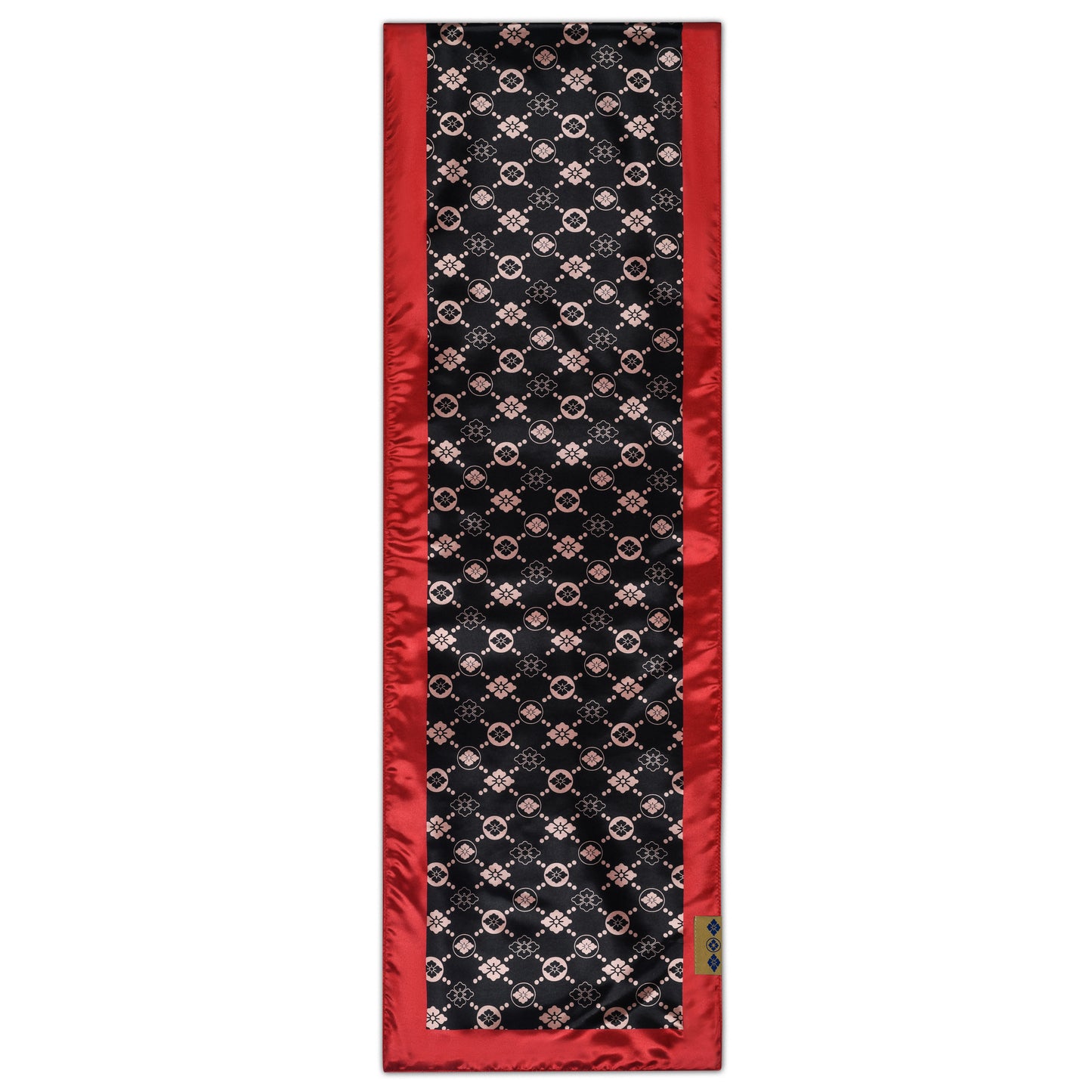 RED SILK SCARF WITH INTERLOCKING AH LOGOS