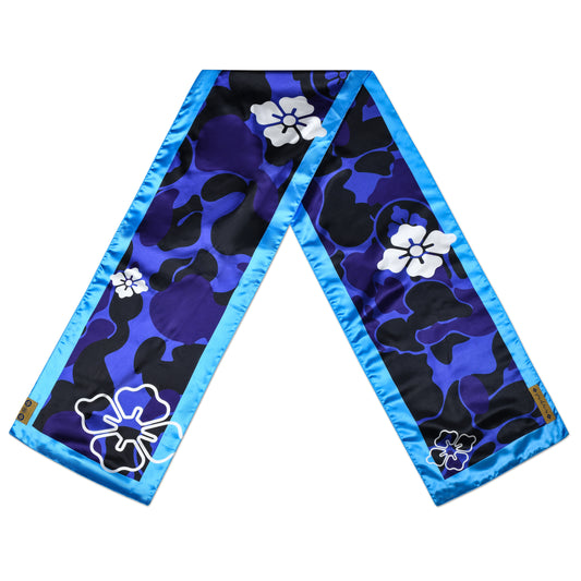 BLUE CAMOUFLAGE SILK SCARF